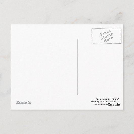Cumulonimbus Crane - Schwarz und Weiß Postkarte (Rückseite)