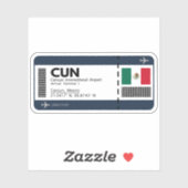 CUN Cancun Boarding Pass - Airport Ticket Aufkleber (Blatt)