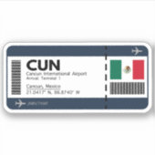 CUN Cancun Boarding Pass - Airport Ticket Aufkleber (Vorderseite)