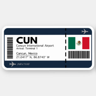 CUN Cancun Boarding Pass - Airport Ticket Aufkleber