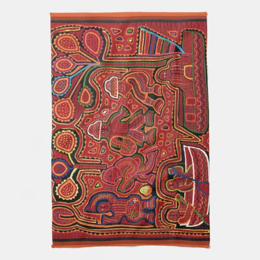 Cuna Indian Men in Cayucos Geschirrtuch (Vertikal)