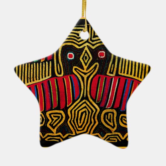 Cuna Indian Mola Duck Design Keramikornament (Hinten)