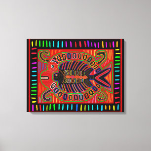 Cuna Indian Mola Fliegender Fisch Leinwanddruck