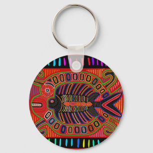 Cuna Indian Mola Fliegender Fisch Schlüsselanhänger