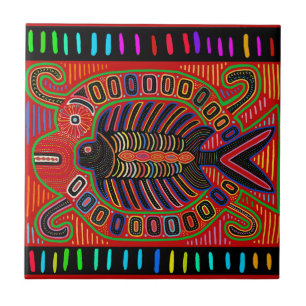 Cuna Indian Mola Flying Fish Fish Fliese