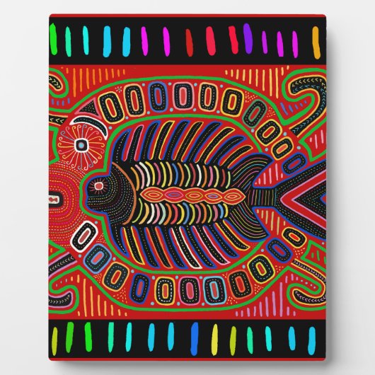 Cuna Indian Mola Flying Fish Fish Fotoplatte (Vorderseite)