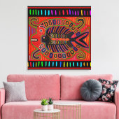 Cuna Indian Mola Flying Fish Fish Leinwanddruck (Insitu (Wohnzimmer))