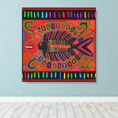 Cuna Indian Mola Flying Fish Fish Leinwanddruck (Insitu (Holzboden))