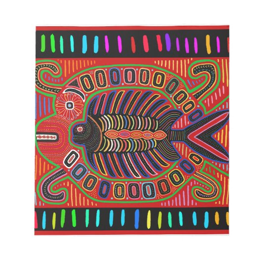 Cuna Indian Mola Flying Fish Fish Notizblock (Vorderseite)