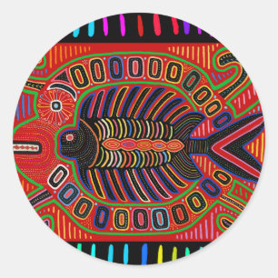 Cuna Indian Mola Flying Fish Fish Runder Aufkleber