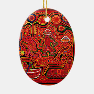 Cuna-Indianer Männer in Cayucos Keramikornament