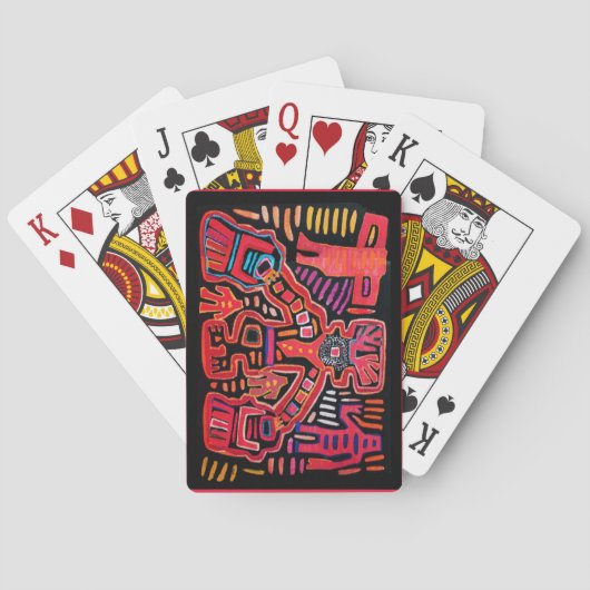 Cuna Indianerstamm Shaman mit Fans Spielkarten (Rückseite)