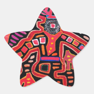 Cuna Indianerstamm Shaman mit Fans Stern-Aufkleber
