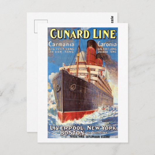 CUNARARD OCEAN LINER HAMBURG NEW YORK POSTER POSTC POSTKARTE (Vorne/Hinten)