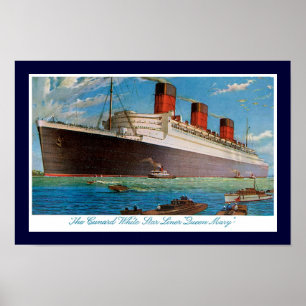 Cunard der weißen Queen Mary Stern-Linie Poster
