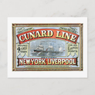 Cunard Line alte Seereise von New York nach Liverp Postkarte