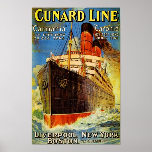 Cunard Line ~ Carmania und Caronia Poster (Vorne)