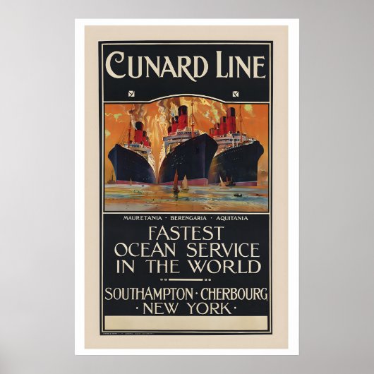 Cunard Line Fastest Ocean Service in the Word Poster (Vorne)