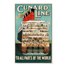 Cunard Line (für alle Teile der Welt) Poster