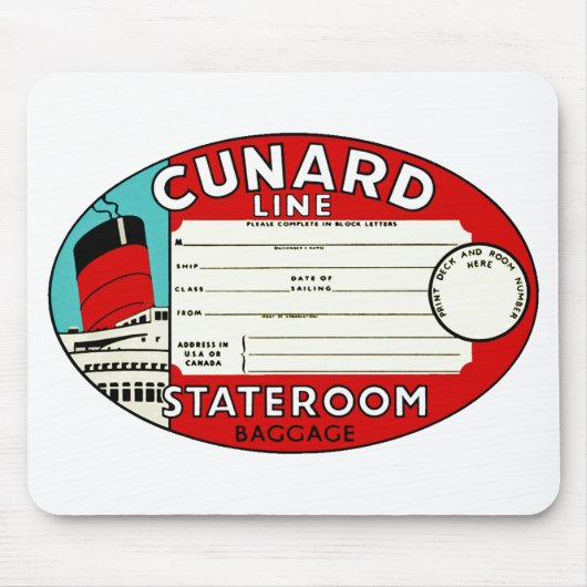 Cunard Line-Gepäckanhänger Mousepad (Vorne)
