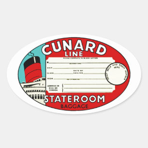 Cunard Line-Gepäckanhänger Ovaler Aufkleber