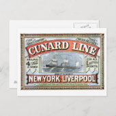 Cunard Line New York Liverpool 1875 Postkarte (Vorne/Hinten)