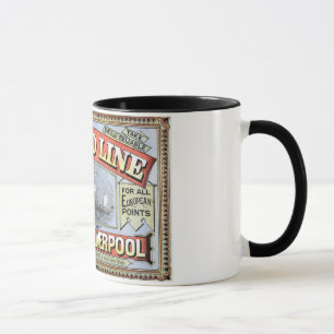 Cunard Line New York Liverpool Plakat Tasse