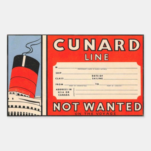 CUNARD Line Rechteckiger Aufkleber (Vorderseite)