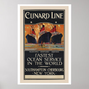 Cunard Line Schnellster Ozean-Service der Welt Poster