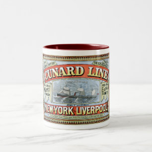 Cunard Line Segelschiffahrt von New York nach Live Zweifarbige Tasse