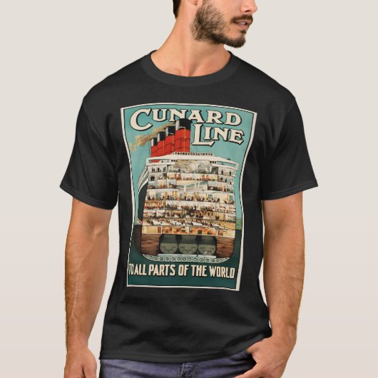 Cunard Line Vintage Reise T-Shirt (Vorderseite)