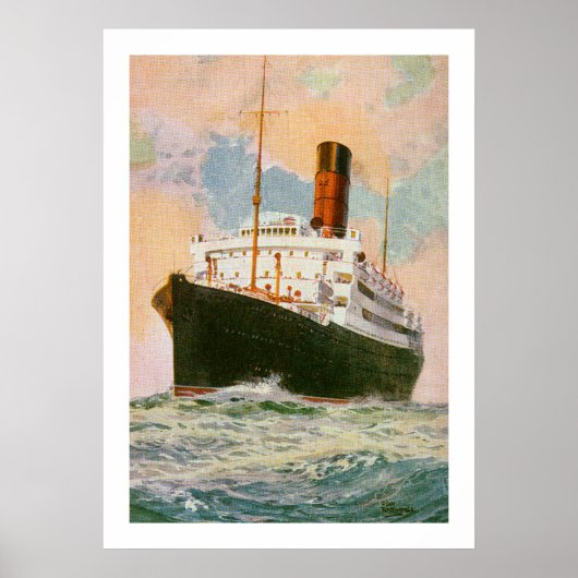 Cunard Liner Ascania auf See Poster (Vorne)