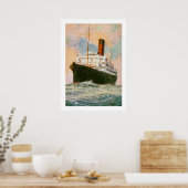 Cunard Liner Ascania auf See Poster (Küche)