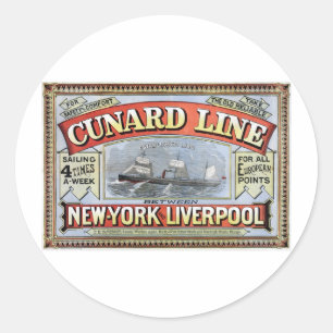 Cunard Linie Plakat New York Liverpool Runder Aufkleber