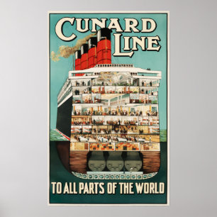 Cunard Linie - Vintages Reise-Plakat Poster