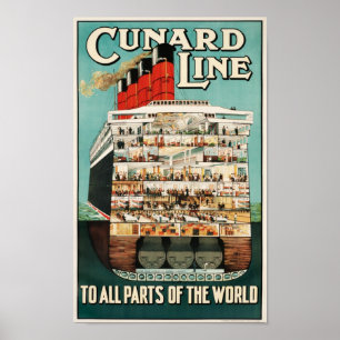Cunard Linie (zu allen Teilen der Welt) Plakat