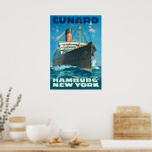 CUNARD OCEAN LINER HAMBURG NEW YORK POSTER (Küche)
