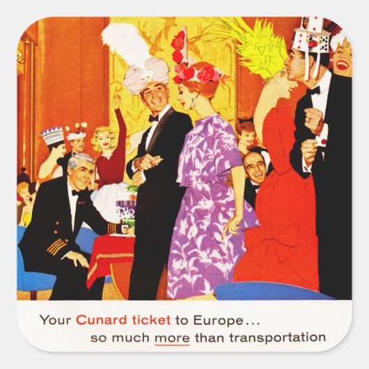 Cunard Queen's Party Ad Quadratischer Aufkleber (Vorderseite)