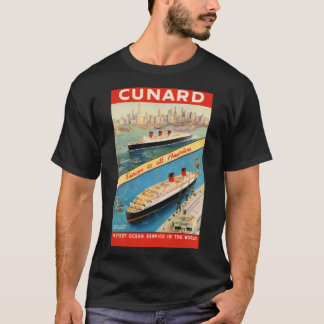 Cunard Travel Poster Europa nach Amerika T-Shirt