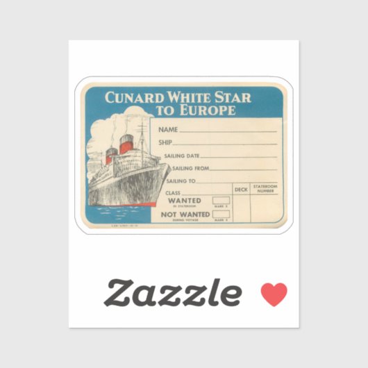 Cunard - Vintages Gepäcksiegel der White Star Aufkleber (Blatt)