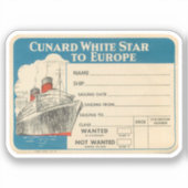 Cunard - Vintages Gepäcksiegel der White Star Aufkleber (Vorderseite)