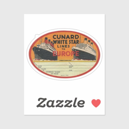 Cunard - Vintages Gepäcksiegel der White Star Aufkleber (Blatt)