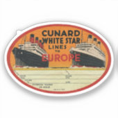 Cunard - Vintages Gepäcksiegel der White Star Aufkleber (Vorderseite)