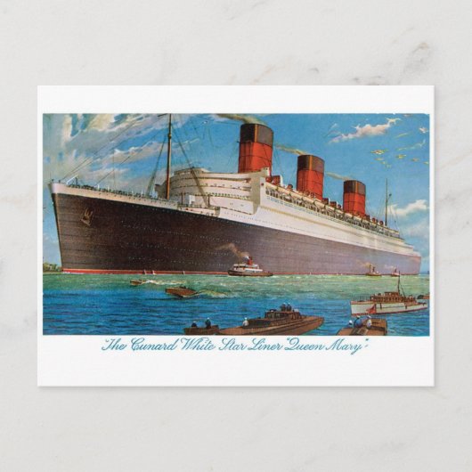 Cunard White Star Line's Queen Mary Postkarte (Vorderseite)