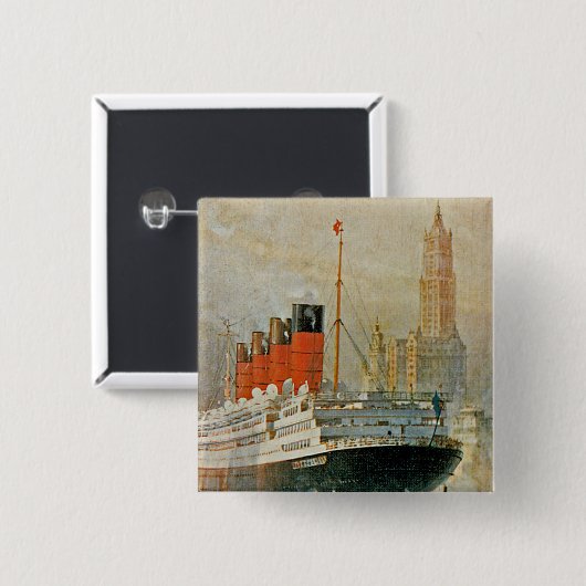 Cunarder in New York Button (Vorne & Hinten)