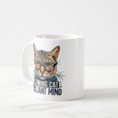 Cunning Cat Brilliant Mind Katze mit Brille Kaffeetasse (Vorderseite Links)