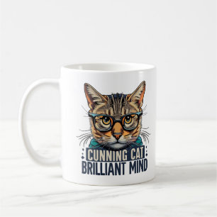 Cunning Cat Brilliant Mind Katze mit Brille Kaffeetasse
