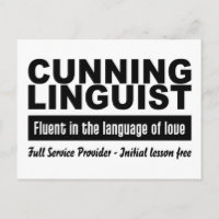 Cunning Linguist Postcard, anpassen