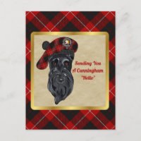 Cunningham Clan Abzeichen & Tartan Postkarte