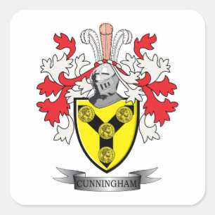 Cunningham Familienwappen-Wappen Quadratischer Aufkleber